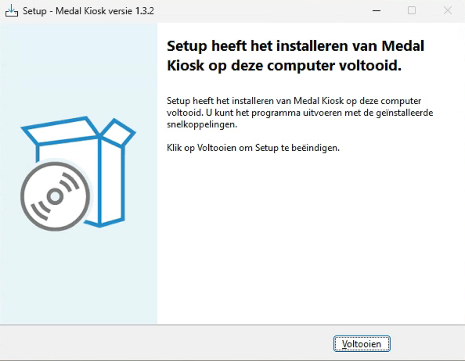 Setup heeft het installeren van Medal Kiosk voltooid